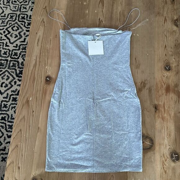 MESHKI Mia thin strap Bodycon mini dress color: grey marle NEW with tag - Picture 2 of 6